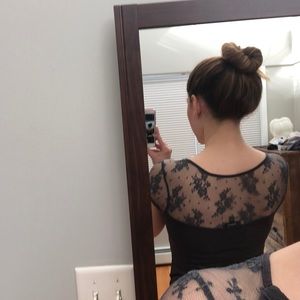 Lace back scoop neck shirt